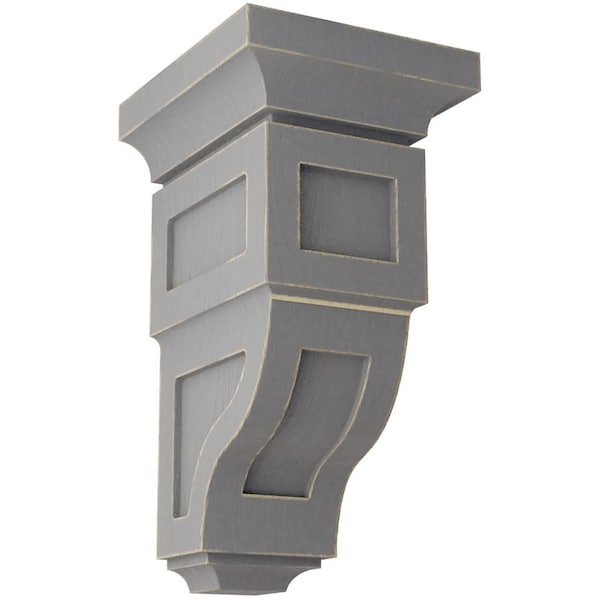 Ekena Millwork 4"W x 4 3/4"D x 8"H Small Reyes Wood Vintage Decor Corbel, Pebble Grey CORWD04X04X08RYPG - main